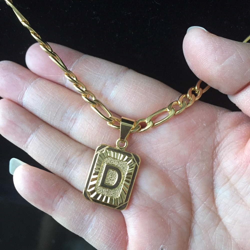 Letter " D " Necklace 18k Gold Plated
